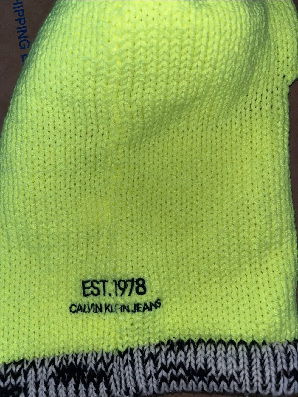 NWOT Neon Yellow Knit balaclava Sweater material stretch thick heavy cotton new